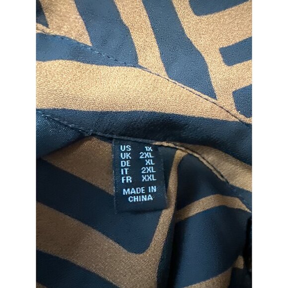 Dennis By Dennis Basso Zebra Print Button-Up Blouse With Tie Neck Detail Size 1X - Picture 7 of 10